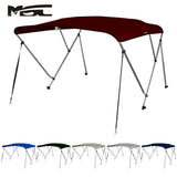 MSC 3 Bow& 4 Bow Bimini Top Boat Cover 2 Straps for Front and 2 Rear Support Poles Includes Mounting Hardwares with 1 Inch Aluminum Frame