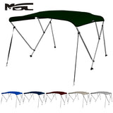 MSC 3 Bow& 4 Bow Bimini Top Boat Cover 2 Straps for Front and 2 Rear Support Poles Includes Mounting Hardwares with 1 Inch Aluminum Frame