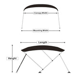 MSC® 3 Bow Bimini Boat Top Cover with Rear Support Pole and Storage Boot
