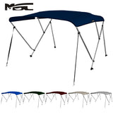 MSC 3 Bow& 4 Bow Bimini Top Boat Cover 2 Straps for Front and 2 Rear Support Poles Includes Mounting Hardwares with 1 Inch Aluminum Frame