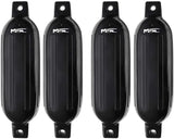 MSC® Vinyl Ribbed Boat Fenders Bumpers,Black, 4 Packs