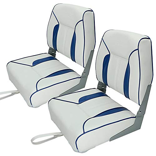 MSC Fishing Folding Boat Seats,One Pair Pack (S103 White/Red)