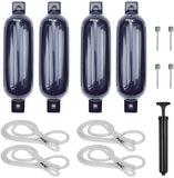 MSC® Vinyl Ribbed Boat Fenders Bumpers,Navy Blue , 4 Packs