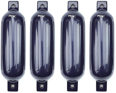 MSC® Vinyl Ribbed Boat Fenders Bumpers,Navy Blue , 4 Packs