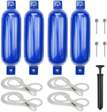 MSC® Vinyl Ribbed Boat Fenders Bumpers,Blue,4 Packs
