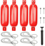 MSC® Vinyl Ribbed Boat Fenders Bumpers,Red, 4 Packs