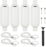 MSC® Vinyl Ribbed Boat Fenders Bumpers,White ,4 Packs
