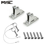 MSC®  Bimini Top Stainless Steel Angled Deck Hinge with Removable Pin,1PR