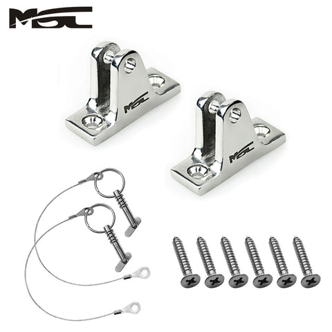 MSC®  Bimini Top Stainless Steel Angled Deck Hinge with Removable Pin,1PR