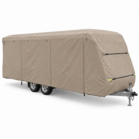 Summates Travel Trailer Cover RV Cover,Color Beige, 4 Layer Polypropylene Fabric , fits Most Sizes