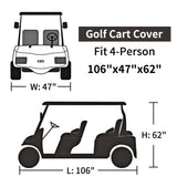 Waterproof Golf Cart Cover 2-4 Passenger Dustproof Storage for EZ Go Club Yamaha,Tan