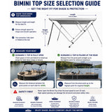 MSC® 3 Bow Bimini Boat Top Cover with Rear Support Pole and Storage Boot