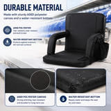 Large Size Foldable Stadium Seat Chair for Bleacher Padded Back Support with 6 Reclining Positions, Black