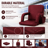 Large Size Foldable Stadium Seat Chair for Bleacher Padded Back Support with 6 Reclining Positions, Black