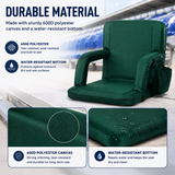 Large Size Foldable Stadium Seat Chair for Bleacher Padded Back Support with 6 Reclining Positions, Black
