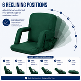 Large Size Foldable Stadium Seat Chair for Bleacher Padded Back Support with 6 Reclining Positions, Black
