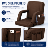 Large Size Foldable Stadium Seat Chair for Bleacher Padded Back Support with 6 Reclining Positions, Black