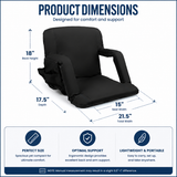 Large Size Foldable Stadium Seat Chair for Bleacher Padded Back Support with 6 Reclining Positions, Black