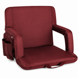 Large Size Foldable Stadium Seat Chair for Bleacher Padded Back Support with 6 Reclining Positions, Black