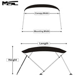 MSC® 4 Bow Bimini Boat Top Cover with Rear Support Pole and Storage Boot