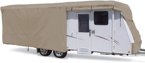 Summates Travel Trailer Cover RV Cover,Color Beige, 4 Layer Polypropylene Fabric , fits Most Sizes